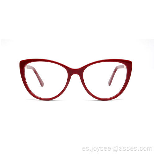 Gafas de marcos ópticos de acetato de acetato rojo de marco completo